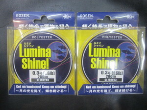 新品☆GOSENゴーセンLuminaShineルミナシャイン/イエロー0.3号【1.6LB】200ｍ×2個セット（検）アジング34TICTダイワシマノエステルライン 