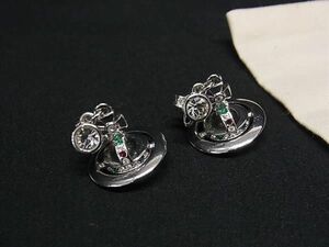 1円 ■美品■ Vivienne Westwood ヴィヴィアンウエストウッド ニュータイニーオーブ ラインストーン ピアス アクセサリー FD0478