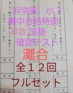 浜学園　小３　灘中合格特訓　算数　国語　確認テスト　灘合　３年生