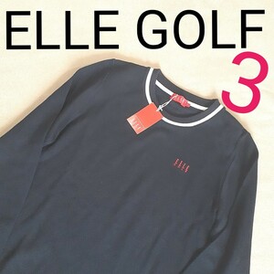 【新品未使用タグ付き】ELLEGOLF エルゴルフ　 長袖トレーナー　ゴルフ　ロゴ刺繍　濃紺　清楚系　スタイリッシュ　レディース3