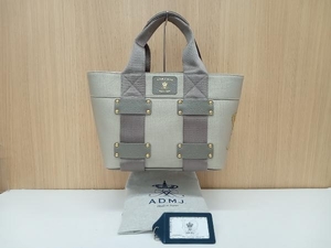 A.D.M.J. エーディエムジェイ デイリートートバッグ ハンドバッグ 布地 レザー 保存袋付き 日本製 グレー 通年