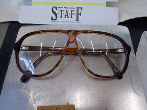 ビンテージ デッドストック ISHIYAMA OPTICAL ティアドロップ 眼鏡フレーム STAFF-RAW size 58 色：ラウアンバー お洒落 レトロ