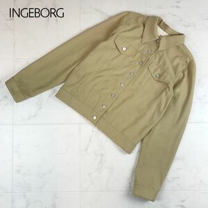 INGEBORG インゲボルグ ピンクハウス ステンカラー ショート丈シャツジャケット トップス レディース ベージュ サイズS*IC376