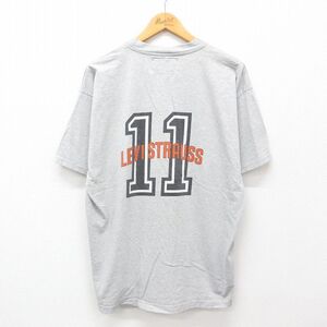 XL/古着 リーバイス Levis 半袖 ビンテージ Tシャツ メンズ 00s ビッグロゴ コットン クルーネック グレー 霜降り 24jul17