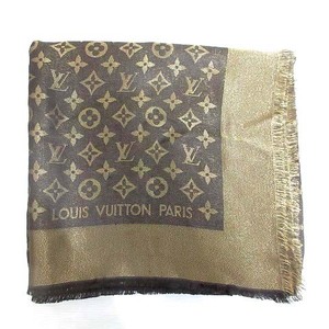 未使用品 ルイヴィトン LOUIS VUITTON ショール モノグラム シャイン ストール M75122 大判 マロン 茶 シルク ウール 国内正規品