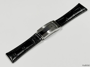 ラグ幅:20mm レザーベルト ブラック ショートサイズ 腕時計用バンド 腕時計ベルト【ロレックス ROLEX対応 サブマリーナ デイトジャスト等】