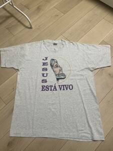 古着 ９0ｓ　jesus esta vivo Tシャツ　ヴィンテージ ジーザス jesus イエスキリスト vintage グレー　grey XL