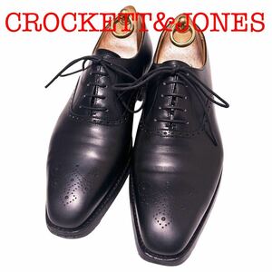 411.CROCKETT&JONES クロケットアンドジョーンズ EDGWARE オックスフォード ビジネスシューズ レザーシューズ ブラック 6.5E