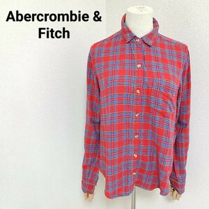 アバクロンビーアンドフィッチ Abercrombie & Fitch 美品 カジュアル 長袖シャツ チェック柄 胸ポケット付き 赤色 Sサイズ レディース