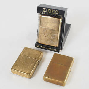 ジッポー ソリッドブラス 3点まとめ（1点は未使用保管品）　検）真鍮 ZIPPO オイルライター ビンテージ