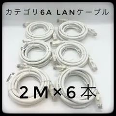 カテゴリ6A LANケーブル 2m×6本　爪折れ防止