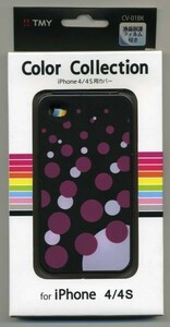 新品★iPhone4/4s シリコンケース 黒 水玉 液晶フィルム付★b