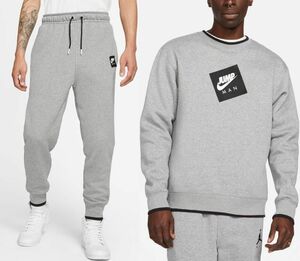 残少 XL NIKE JORDAN JUMPMAN フリース 上下セット 検 ジョーダン スウェット クルー ジョガーパンツ トレーナー ヘザーグレー/黒 2L LL