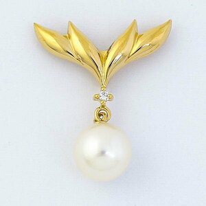 MIKIMOTO ミキモト アコヤ本真珠 7.7mm パール 1P ダイヤモンド K18 ペンダントトップ レディース 【新品仕上済】#35415YR