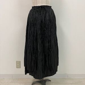 MOGA モガ プリーツ スカート サイズ 2 ブラック 無地 ロング スカート ウエストゴム long skirt 701