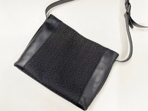 CELINE セリーヌ 総柄 ショルダーバッグ Cマカダム キャンバス×レザー ブラック 黒 MC99/2 レディース 鞄 カバン