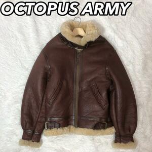 OCTOPUS ARMY オクトパスアーミー フライングジャケット ミリタリー フライトコート B-3 リアルレザー 本革 シープ 羊皮 ブラウン 茶色 M