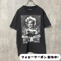 古着 used　マリリンモンロー　半袖プリントTシャツ　偉人　黒　レトロ　デザイン　個性的　クルーネック　春夏服　メンズ　レディース