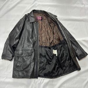 【良品】Loldanthony レザーコート　ラムレザー 羊革　裏地キルティング　中綿　ペイズリー　黒L