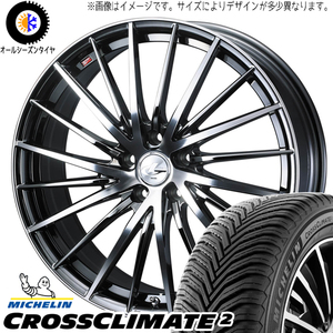 225/45R19 オールシーズンタイヤホイールセット エスティマ etc (MICHELIN CROSSCLIMATE & LEONIS FR 5穴 114.3)