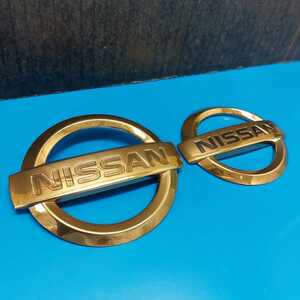 NISSAN GOLD EMBLEM SET 日産 ゴールドエンブレム セット VIP LUGUXUY CUSTOM INFINITY ビップ ラグジュアリー カスタム インフィニティ