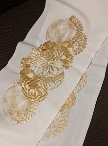 半襟　半衿■金糸　刺繍　手毬　菊　藤■美品　送料無料