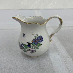 O733-U36-921 Meissen マイセン インドの花と鳥 ミルクジャグ クリーマー ミルクポット 洋食器 金彩 約口径5×横10.5×高さ9.5cm ⑦