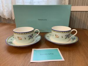 【未使用】TIFFANY MORNING GLORY ティファニー モーニンググローリー TIFFANY&Co カップ&ソーサー C&S C/S 2客セット ペア まとめて