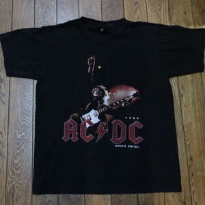 AC/DC Tシャツ M ブラック ACDC 半袖 両面 フォト プリント ロゴ ロック メタル バンドT / KISS METALLICA MEGADETH