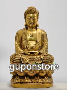 強くお勧め★仏教 釈迦如来仏像 真鍮製 仏教芸術品 高さ38cm