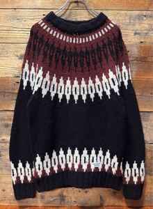 WACKO MARIA ウール ノルディックセーター size:M ニット BLACK / ワコマリア NORDIC SWEATER ノルディック柄 黒 ブラック WOOL KNIT