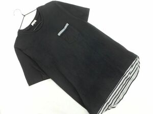 a.v.v アーヴェヴェ HOMME フェイクレイヤード 半袖 ポケット Tシャツ sizeXL/黒 ■◆ ☆ ega1 メンズ