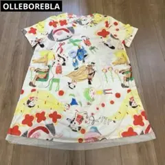 OLLEBOREBLA アルベロベロ チュニック　ぶたさんの美容室　はさみ刺繍