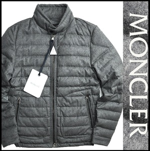 新品19万【MONCLER/モンクレール】上質素材際立つ/シンプルに贅沢な最上級軽量ウールライダースダウンジャケット0/DELABOST/XS-S相当/