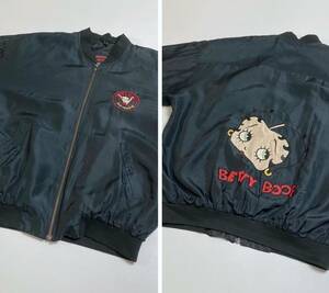 ベティーブープ Mサイズ Betty Boop 90s シルク スタジャン ベティちゃん MA-1 ビンテージ 1995年