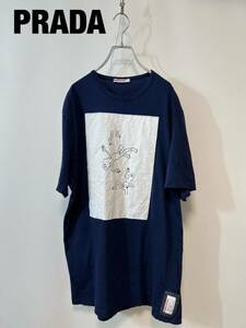 Y0054★5 高級 PRADA プラダ グラフィック ロゴ オーバーサイズ メンズ 半袖 カットソー Tシャツ XXL