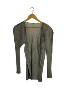 PLEATS PLEASE ISSEY MIYAKE◆カーディガン(薄手)/3/ポリエステル/GRY/PP04-J0607