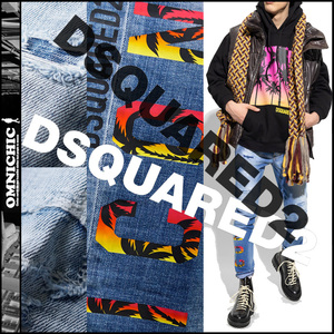 23SS人気のICONロゴ/13.3万/SKATER■新品【DSQUARED2】ディースクエアードクラッシュリペアサンセットアイコンスケーターデニムパンツ44