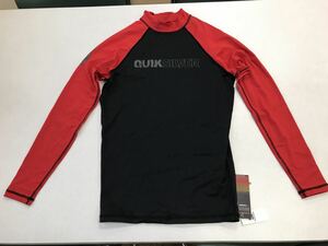 ★クイックシルバー★ラッシュガード★Ｓ★QUIKSILVER★黒X赤★ＵＰＦ50＋★紫外線カット★新品★長袖★1-1