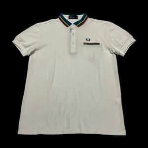 FRED PERRY フレッドペリー チップライン クレリック ポケットポロシャツ ホワイト S