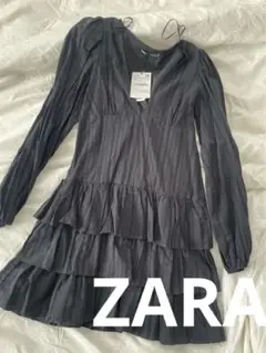 ZARA  ワンピース  ブラック  黒  S  ティアード