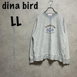 【dina bird】（LL）クルーネックスウェット＊刺繍＊アップリケ＊綿100