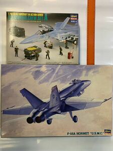 ハセガワ プラモデル 1:48 マクドネル・ダグラス F-18A ホーネット“U.S.M.C 1／48 U.S グランドクルーセットA 2点