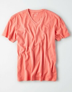 * ラスト2 * AE アメリカンイーグル シンプル Ｖネック Ｔ Tシャツ L / Coral *