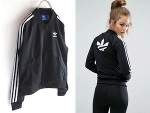 美品 adidas Originals アディダス オリジナルス WMNS SST TRACK TOP トレフォイルロゴ ジャージ トラックジャケット M ブラック ホワイト