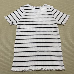 130 グローバルワーク トップス 半袖Tシャツ ボーダー フリル 女の子