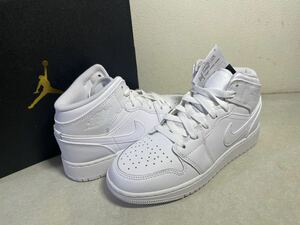 AIR JORDAN 1 MID GS エア ジョーダン 1 ミッド TRIPLE WHITE 白x白 US4Y 国内正規 未使用 554725-136