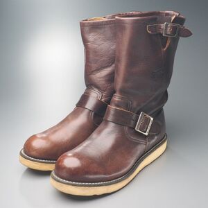 W2748//アメリカ製*レッドウィング/RED WING*＃2970/メンズUSA7.5D/エンジニアブーツ/プレーントゥ/レザーブーツ/ワークブーツ/革靴/茶