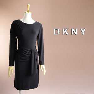 半額セール★新品 DKNY 16/21号 ダナキャラン 黒 ワンピース パーティドレス 長袖 ブラック 大きいサイズ 結婚式 フォーマル 葵41KK1508