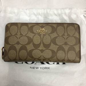 COACH コーチ C4452 シグネチャー ロング ジップ アラウンド ウォレット ラウンドファスナー 長財布 保存袋付き ※ストラップ欠品